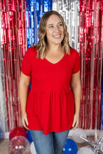 IN STOCK Sarah Ruffle Short Sleeve - Red