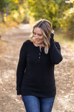 IN STOCK Brielle Henley Ribbed Long Sleeve - Black