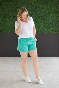 IN STOCK French Terry Stevie Shorts - Caribbean Green FINAL SALE
