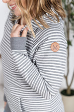 IN STOCK Tatum Textured Pullover Hoodie - Charcoal Stripes