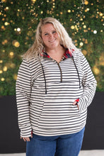 IN STOCK HalfZip Hoodie - Oatmeal Stripes and Buffalo Plaid