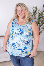 IN STOCK Luxe Crew Tank - Light Blue Floral Bliss