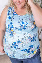 IN STOCK Luxe Crew Tank - Light Blue Floral Bliss