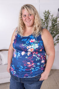 IN STOCK Luxe Crew Tank - Navy Floral Bliss FINAL SALE