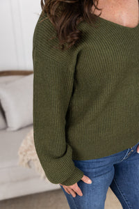 IN STOCK Bethany Bow Knit Sweater - Olive