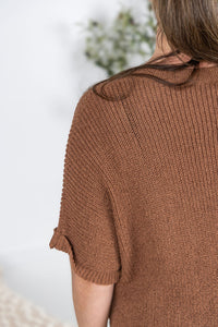 IN STOCK Annie Open Knit Top - Brown