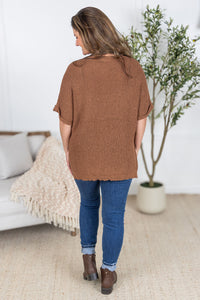 IN STOCK Annie Open Knit Top - Brown