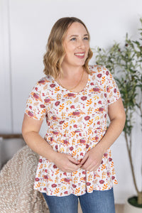 IN STOCK Sarah Ruffle Short Sleeve - Autumn Floral
