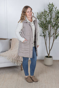 IN STOCK Harlow Long Vest - Latte