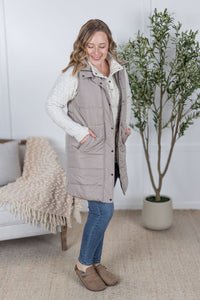 IN STOCK Harlow Long Vest - Latte