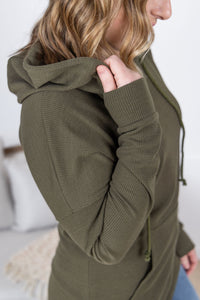 IN STOCK Kacey Ribbed Hoodie - Olive