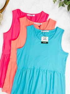 IN STOCK Renee Ruffle Tank - Neon Pink