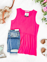 IN STOCK Renee Ruffle Tank - Neon Pink