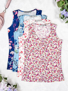 IN STOCK Luxe Crew Tank - Navy Floral Bliss FINAL SALE