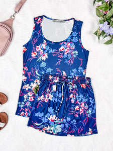 IN STOCK Luxe Crew Tank - Navy Floral Bliss FINAL SALE