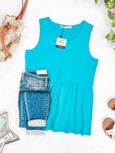 IN STOCK Renee Ruffle Tank - Ocean Blue