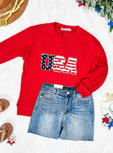 IN STOCK Corrine Pullover Top - Red USA Flag