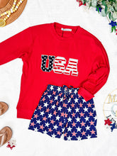 IN STOCK Corrine Pullover Top - Red USA Flag
