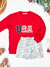 IN STOCK Corrine Pullover Top - Red USA Flag